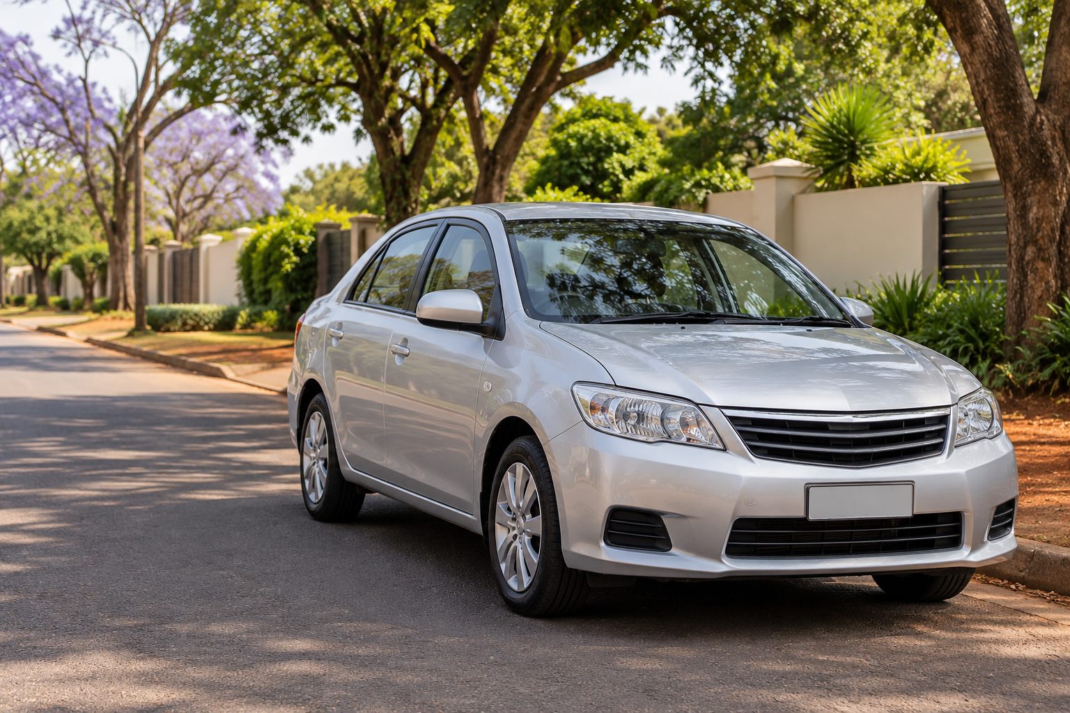 A practical, well-kept sedan on a leafy Harare street